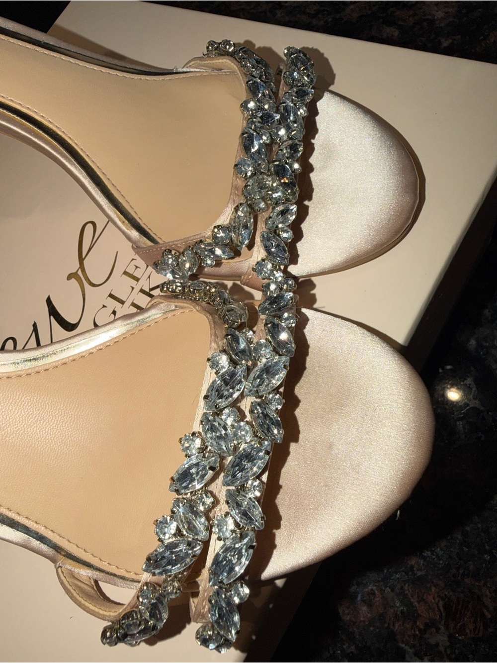 Badgley Mischka Pale Pink Crystal-Strap Evening Sandal - Picture 3 of 8